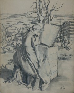 Etude femme vetue de robe de cour - 1944